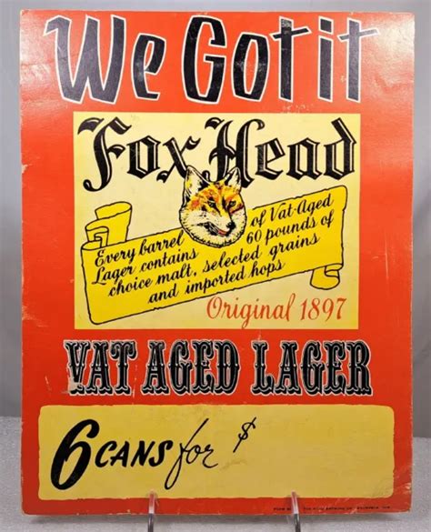 Old Fox Head Beer In Cans Store Display Point Of Sale Sign Waukesha