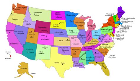 united states map  capitals printable