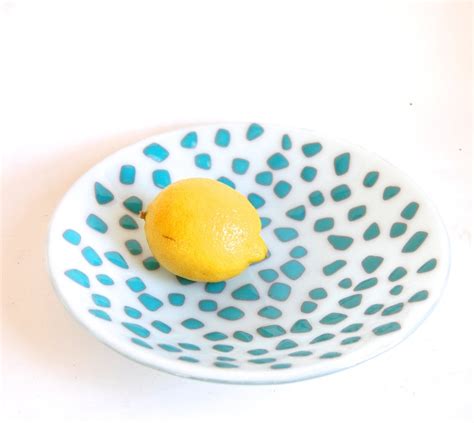 Art Glass Bowl Vintage Modernist Decorative Tray Sea Glass Etsy