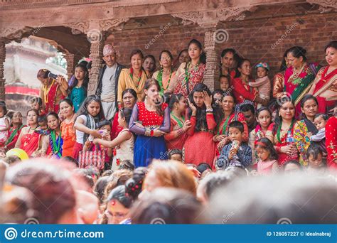 Hindu Nepali Women At Kathmandu Durbar Square To Celebrate Teej