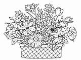 Coloring Pages Flowers Basket Flower Beautiful Colouring Pretty Printable Getcolorings Color Print sketch template