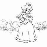 Peach Princess Coloring Pages Smiling Little Girl Mario Baby sketch template