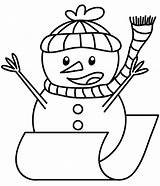 Pupazzo Disegni Snowman Slitta Sledding Bambini Scraps Freebie Cappello Disegnidacolorareonline sketch template