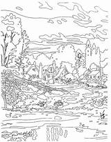 Coloring Thomas Kinkade Pages Book Printable Cobblestone Disney Painting Colouring Fall Evening Christmas Getcolorings Color Books Adult sketch template