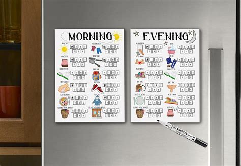 morning  evening routine charts visual schedule kids checklist