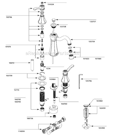 moen  parts list  diagram ereplacementpartscom moen bathroom faucets faucet parts