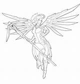 Overwatch Mercy Lineart Deviantart Drawings Fan sketch template
