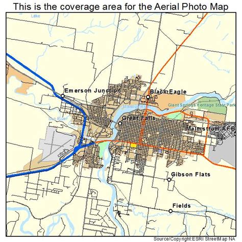 aerial photography map  great falls mt montana