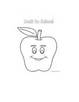 Coloring School Back Apples Pages Apple Face Smiley sketch template