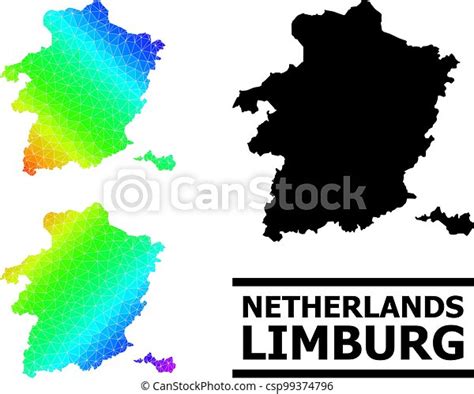 lowpoly rainbow map  limburg province  diagonal gradient vector lowpoly spectrum colored