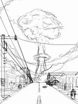 Drawing Bomb Explosion Nuclear Atomic Sketch Paintingvalley sketch template