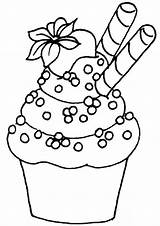 Cupcake Coloring Pages Cupcakes Kids Print Easy Tulamama sketch template