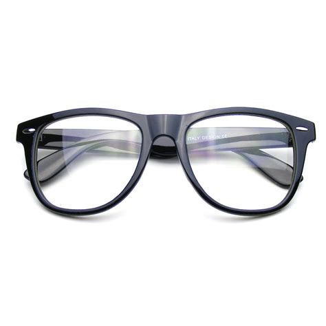 mens womens nerd black geek glasses glossy clear lens clear frame