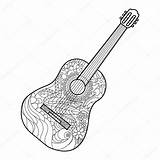 Guitar Coloring Pages Adults Acoustic Electric Vector Book Drawing Adult Outline Line Zentangle Printable Getdrawings Getcolorings Music Color Doodle sketch template