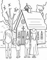 Church Coloring Printable Going Pages Family People Drawing Printables Bible Easy Template Sketch Country Saying sketch template