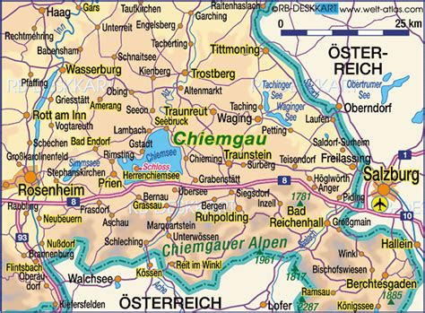 chiemgau karte  deutschlandkarte