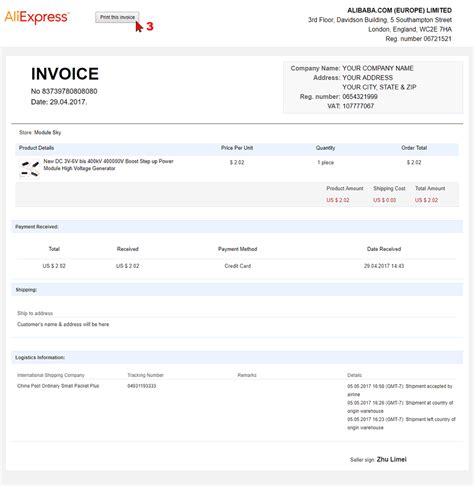 ali invoice     aliexpress invoice   single click