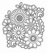 Zentangle Flores Colorir Bordados Mão Tranh sketch template