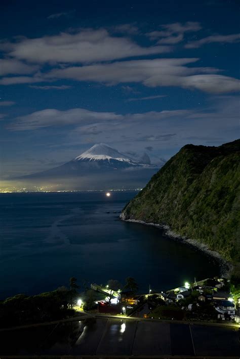 Mt Fuji At Night Winter Is A Season Appropriate For