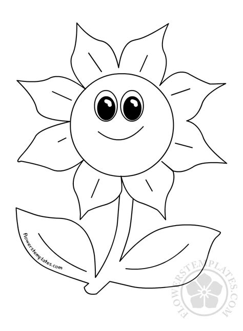 sunflower smiling coloring page flowers templates