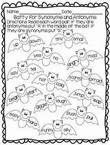 Synonyms Antonyms Worksheet Grade Batty Bats First Worksheets Identifying Activities Activity Practice Bat Themed Antonym Students 2nd Choose Board Synonym sketch template