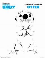 Otter Connect Dots Dory Disney Finding Coloring Pages Printable Sea Activity Otters Sheets Choose Board sketch template