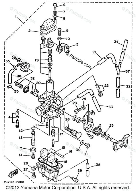 yamaha motorcycle  oem parts diagram  carburetor  california model partzillacom