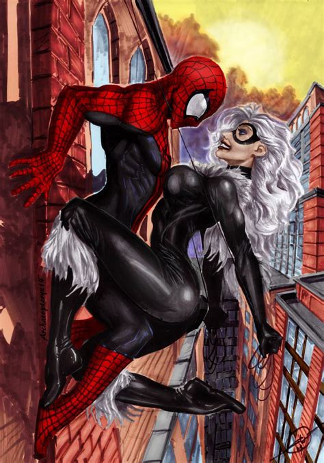spiderman fan art spider man and black cat by