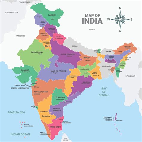 india map  city names  vector art  vecteezy