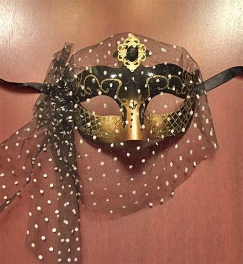 veils venetian masquerade mask black