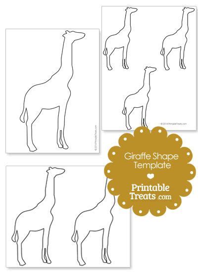 printable giraffe shape template  printabletreatscom shapes