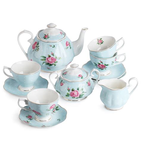 btaet floral tea set tea cups oz tea pot oz creamer  sugar