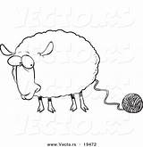 Coloring Sheep Cartoon Pages Yarn Visit Books Vector sketch template