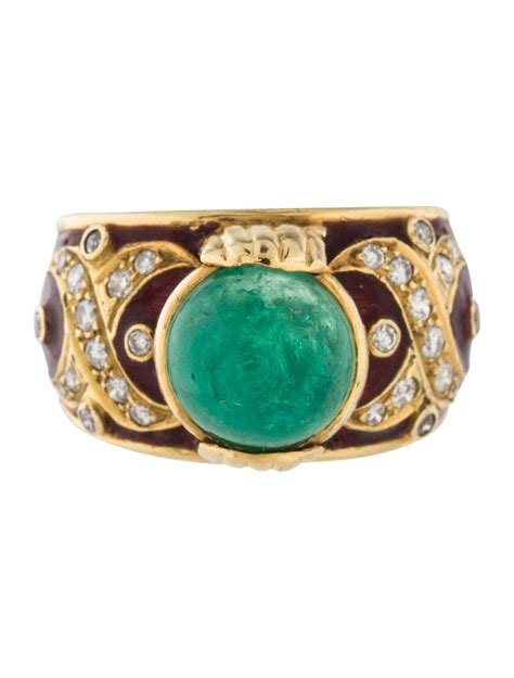 emerald diamond enamel cocktail ring rings rring