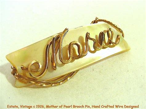 estate c1926 brooch pin vtg mother of pearl hand designed
