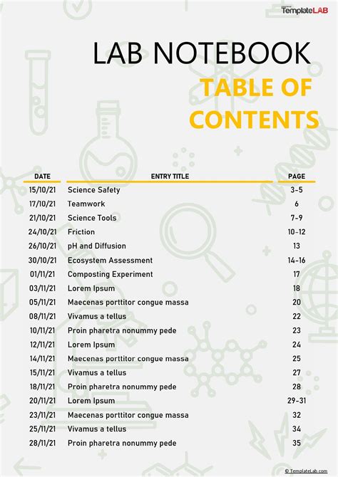 table  contents template word elcho table