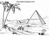 Egyptian Egypt Drawing Coloring Pages Printable Giza Pyramid Desert Color Adults Draw Nile Worksheets Scenery Clipart Background River Teenagers Young sketch template