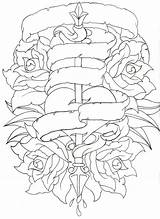 Tattoo Rose Heart Coloring Pages Tattoos Metacharis Deviantart Drawings Flash Book Sketches Drawing Traditional Designs Colouring Skull Roses Print Outline sketch template