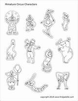 Circus Miniature Characters Printable Coloring Pages Firstpalette Templates Circo Personajes Para sketch template