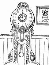 Clock Grandfather Pages Coloring Room Living Drawing Getdrawings sketch template