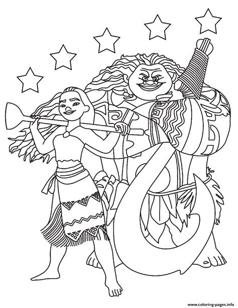 print moana maui   stars coloring pages moana coloring pages