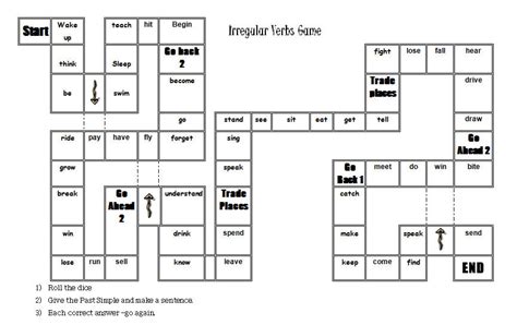 irregular verbs game board