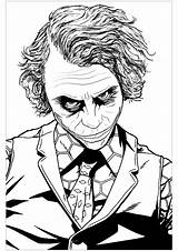 Joker Coloring Heath Ledger Pages Batman Adults Color Dark Knight Printable Movie Adult Movies Justcolor Harley Quinn Artwork Book Posters sketch template