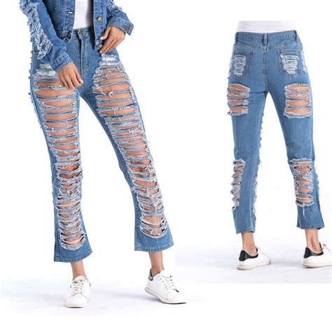 Sexy Butt Ripped Jeans For Women Destroyed Back Hole Jeans Woman High