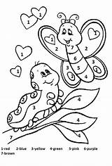 Number Color Coloring Pages Valentine Valentines Printable Butterfly sketch template