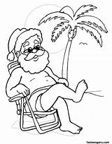 Santa Coloring Christmas Pages Vacation Printable Kids Beach Print Colouring Tropical Printables Animal Stencils Choose Board sketch template