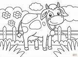 Coloring Cow Pages Printable Cows Animals Cartoon Drawing Supercoloring Paper Categories sketch template