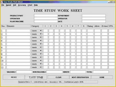 time study template excel   time study template