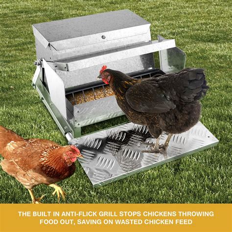 auto chicken feeder poultry chook treadle feeding  waterproof  kg capacity buy pet