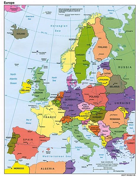 mapy europy mapa europy  jezyku angielskim polityczna